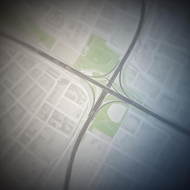 Plano visual de la zona de RN25 y RP7 en Trelew con referencia urbana y caminos principales